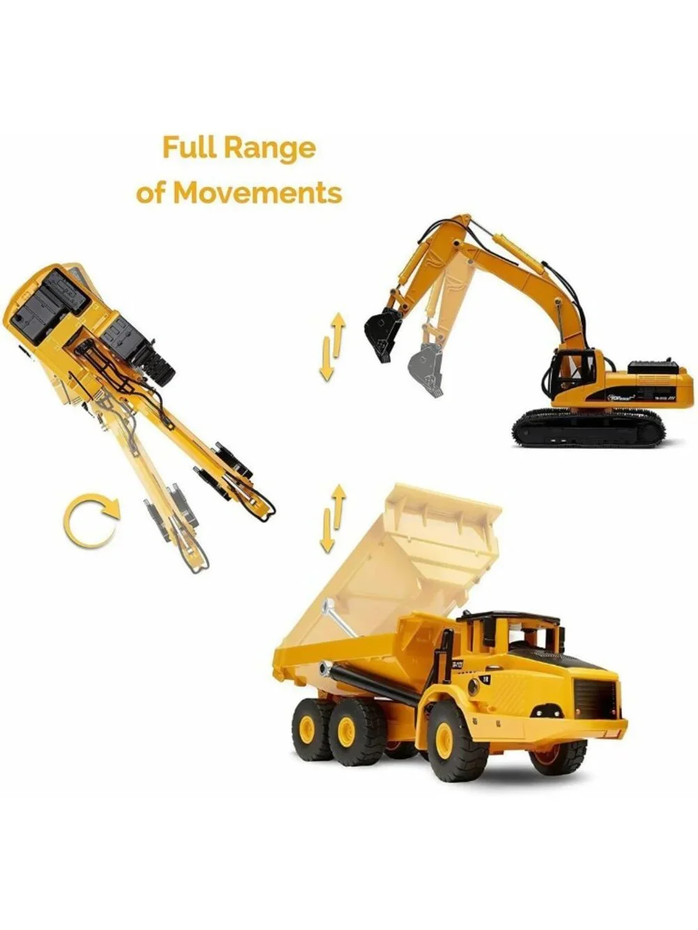 Heavy Duty Construction Dump Truck & Excavator Toy Set, 1:50 Scale Diecast for